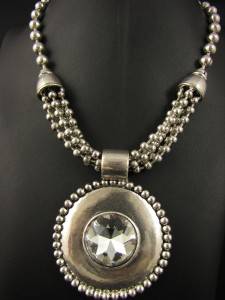 Fantastic Tibet Silver & Crystal Necklace -  46 + 7cm Chain