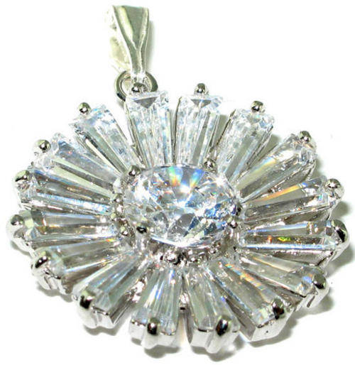Romantic White Topaz and Solid .925 Sterling Silver Pendant