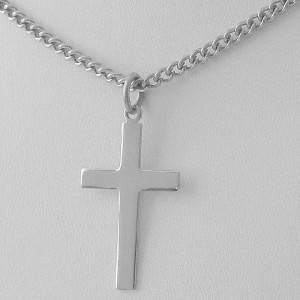 Solid 925 Sterling Silver Cross Pendant + Stainless Steel chain