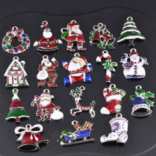 Set of 18pcs Unique Enamel & 18KWGP Christmas Charms