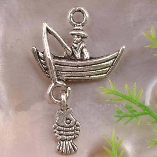 Tibet Silver Charm - Fishing Boat - 29 x 18mm