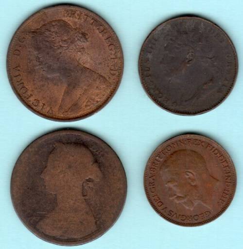 Set of UK copper coins