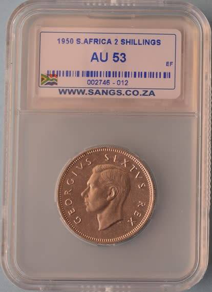1950 SAU florin (2 shillings) * SANGS * AU 53 * very scarce