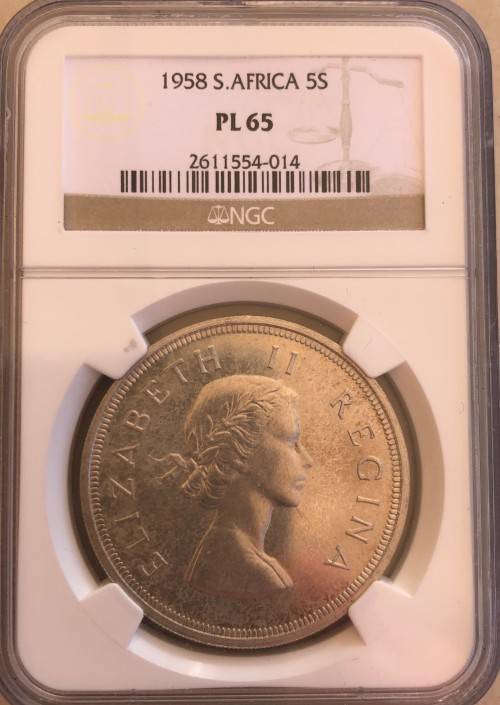 1958 SAU silver crown (5 shillings) * NGC PL65 * 3rd best grade * price reduced