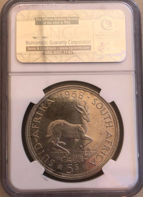 1958 SAU silver crown (5 shillings) * NGC PL65 * 3rd best grade * price reduced