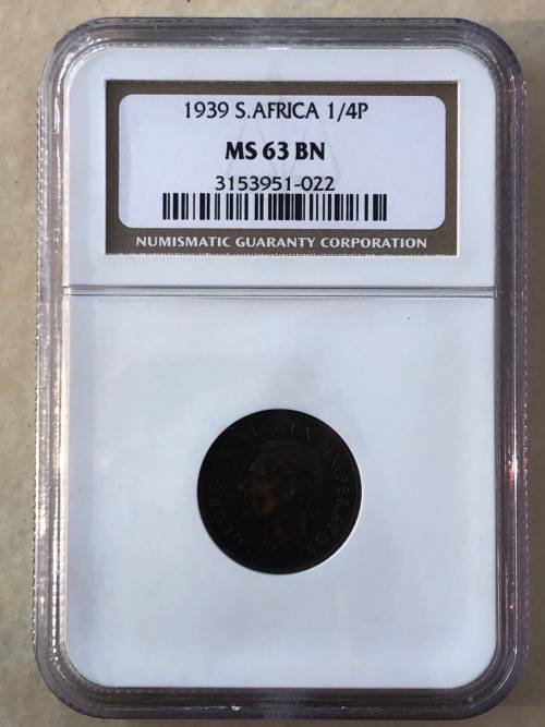 1939 SAU farthing (quarter penny) MS63BN