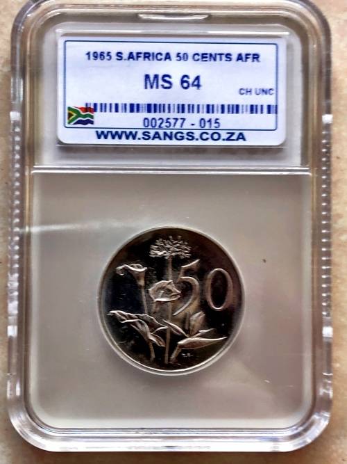 1965 RSA 50 cent * Afrikaans * SANGS MS64 * scarce