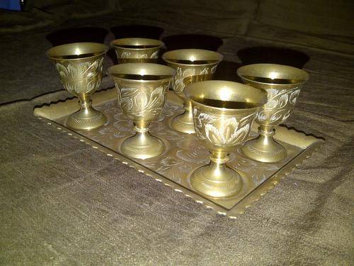 Brass Communion Set of Cups and tray - have a look !