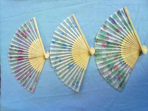 Wooden Chinese Hand Fan Covered with Fabric