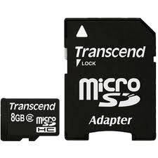 Transcend Ultra Performance MicroSD Flash Memory 8GB -Normal SD Adapter SDHC TS8GUSDHC2