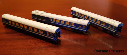 3 x Lima Blue Train Coaches - HO Scale (Job Lot)