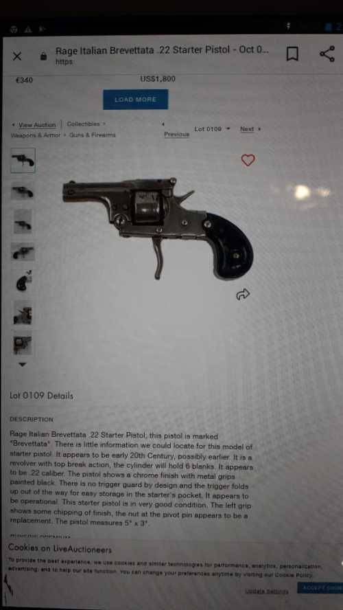 Rage Italian Brevettata 22 Starter Pistol Reduced
