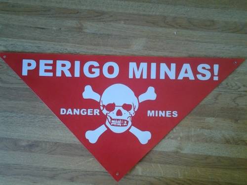 land mine warning sign