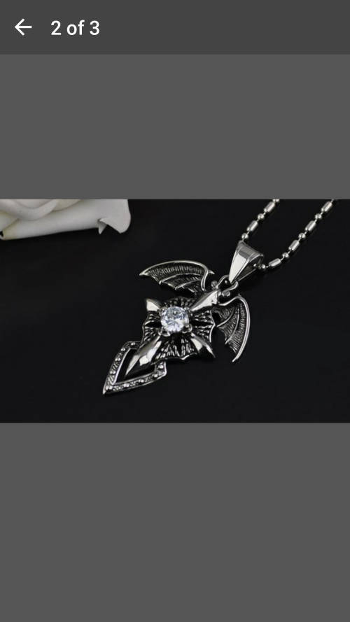 Lucifer Dark Wings Clear Cross Gem Necklace