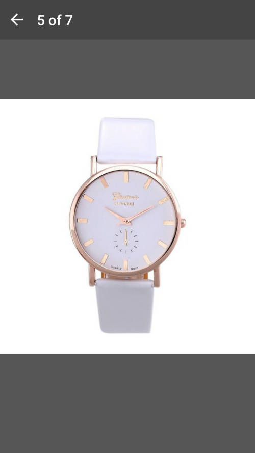Lady Geneva Platinum Roman Leather Band Analog Quartz Wrist Watch - Super White