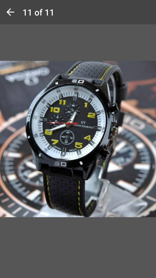 GT Silicone Band Sport Watch - Yellow & White