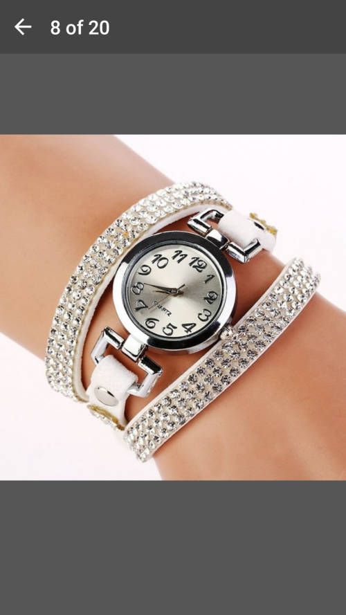 1PC Rhinestone Leather Round Bracelet Wristwatches - Colors will be sent at Random