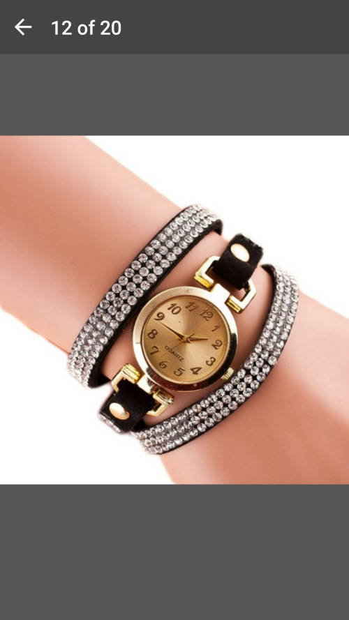 1PC Rhinestone Leather Round Bracelet Wristwatches - Colors will be sent at Random