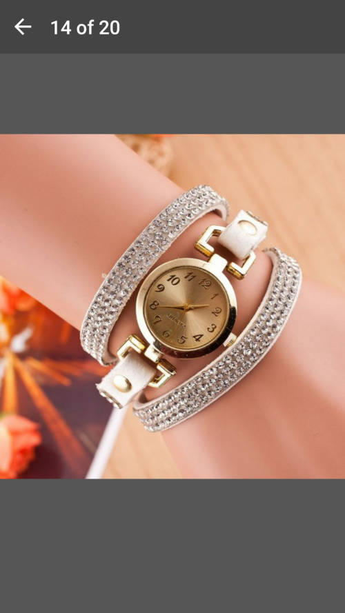 1PC Rhinestone Leather Round Bracelet Wristwatches - Colors will be sent at Random