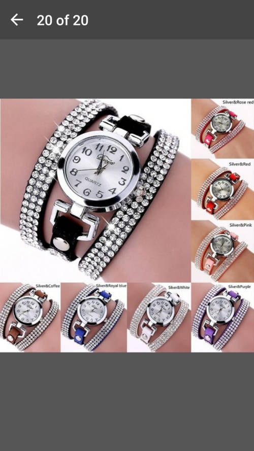 1PC Rhinestone Leather Round Bracelet Wristwatches - Colors will be sent at Random
