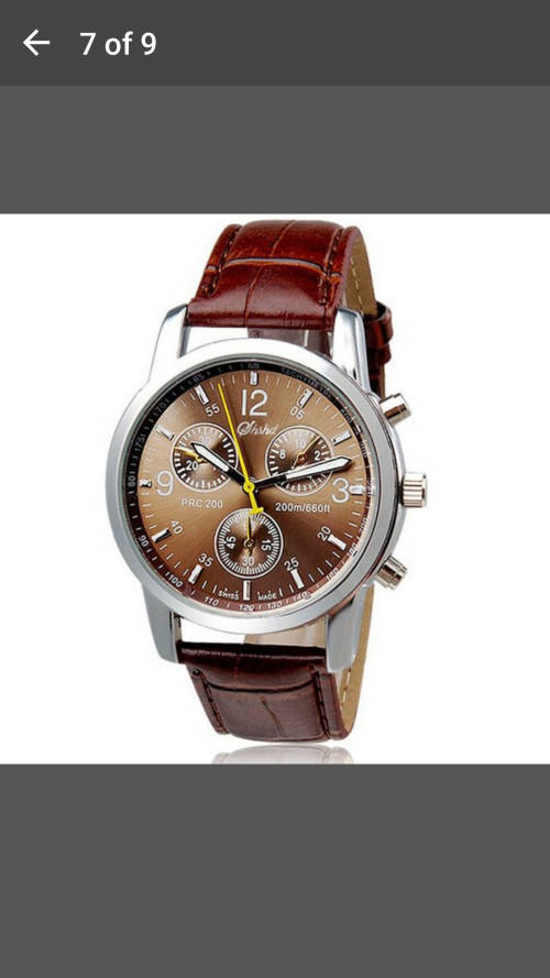 Luxury Stylish Crocodile Faux Leather Mens Analog Watch Wrist Watch - Shshd Brown - V