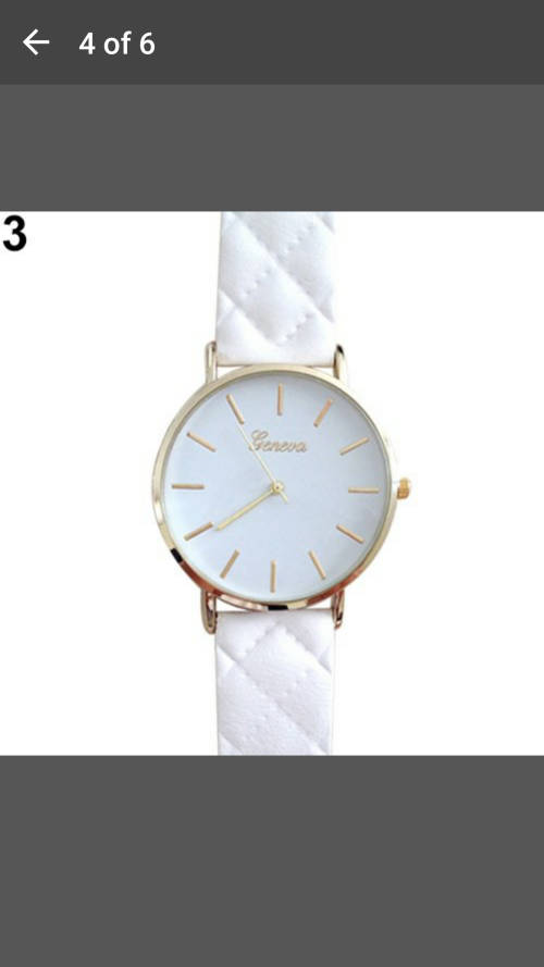 Lady Geneva Platinum Roman Leather Band Analog Quartz Wrist Watch - White