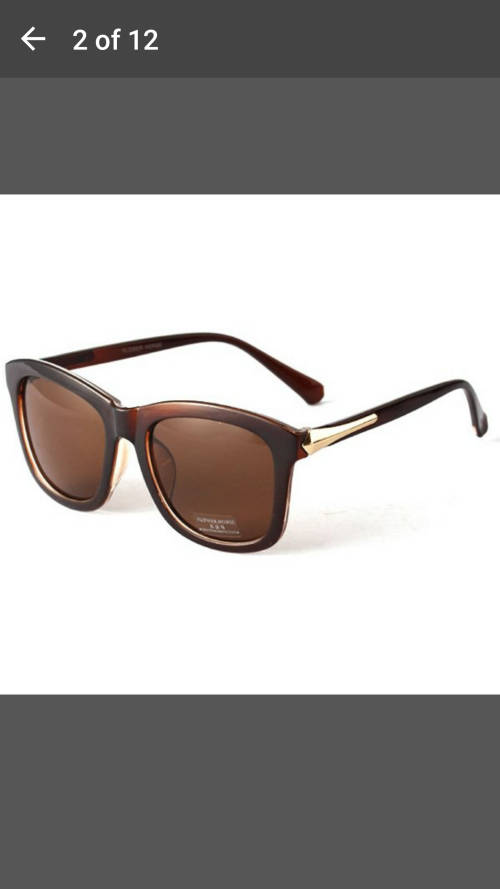 Vintage Unisex Square Sunglasses - Plastic Frame Brown with Gold trim - V