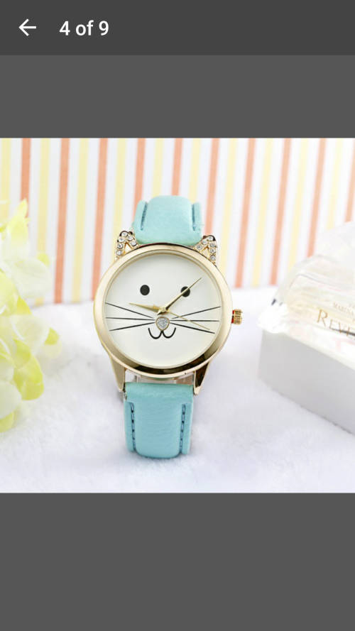 Diamante Neutral Lovely Cats Face Girls Watch - V