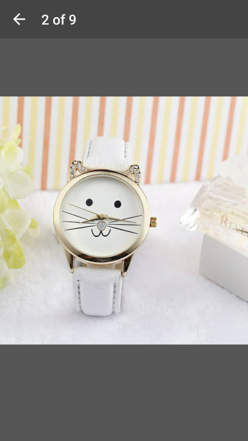 Diamante Neutral Lovely Cats Face Girls Watch - V