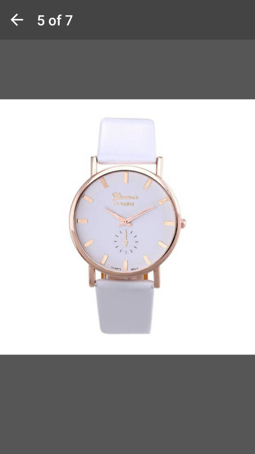 Lady Geneva Platinum Roman Leather Band Analog Quartz Wrist Watch - White