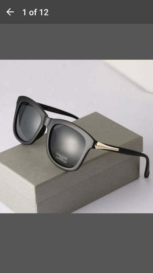 Vintage Unisex Square Sunglasses - Plastic Frame Black with Gold trim