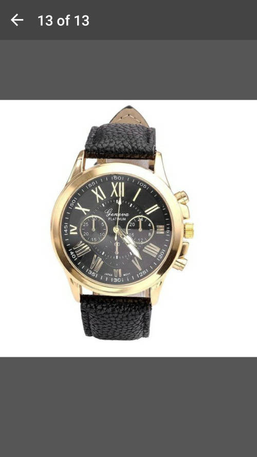 Geneva Checkers Faux Leather Quartz Analog Wrist Watch - Black