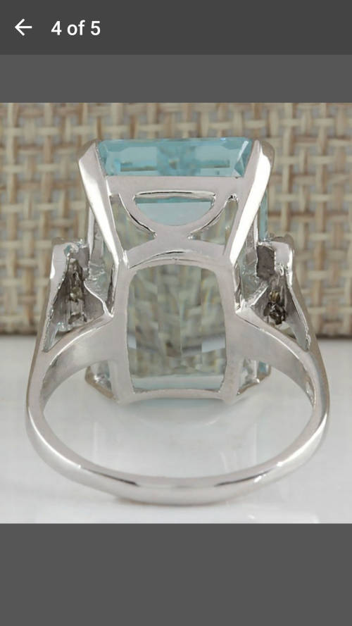 Beautiful Aquamarine 925 Silver Ring - Size 7