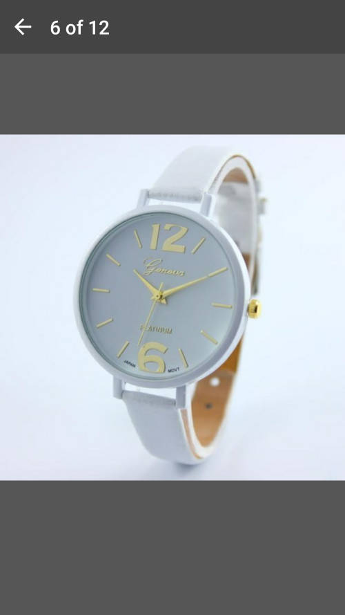 Fashion Geneva Unisex Women Faux Leather Gold Analog Quartz Wrist Watch