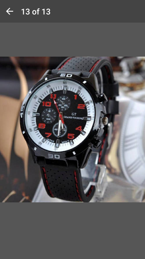 PINBO Silicone Band Sport Watch - Red & White