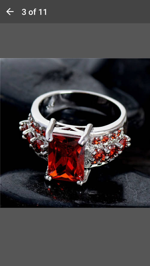 925 Sterling Silver RED Cubic Zircon Ring - BEAUTIFULL Craftmanship - Size 7