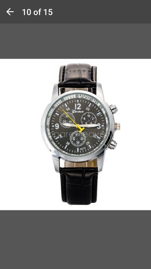 Geneva - Quartz Analog Wrist Watch - Sports Wristwatch with PU Leather - Black