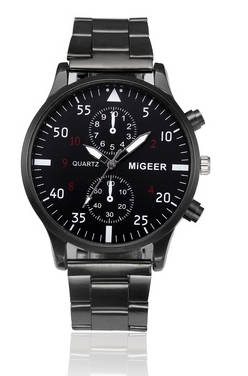 Migeer - Fashion Men Crystal Steel Analog Quartz Wrist Watch