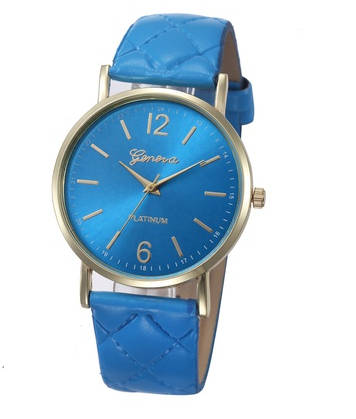Women's Fashion Geneva Checkers Leather strap dial Quartz casual bracelet Watch