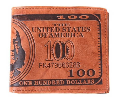 1PCS Men US Dollar Bill Wallet PU Dollar Wallet - Light Brown