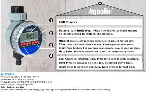 Automatic Electronic LCD Display Home Ball Valve Water Timer Garden Watering Timer