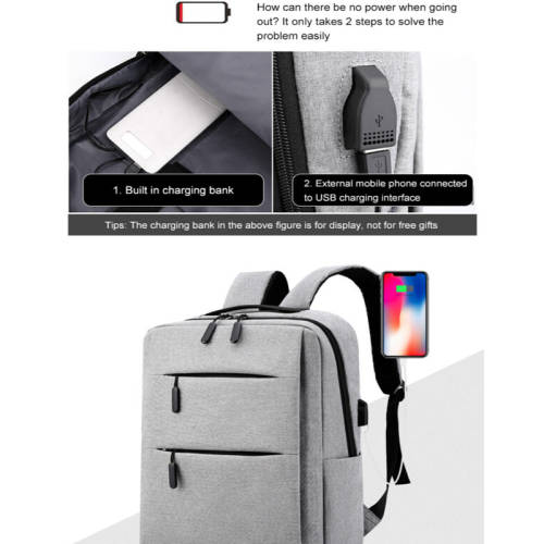 15Laptop Backpack With External Charging USB Port + 2 Small Bags