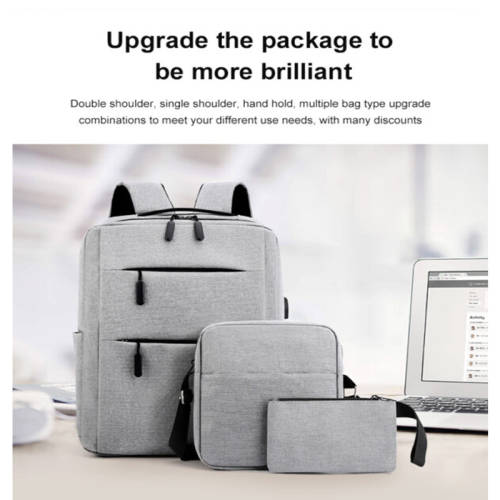 15Laptop Backpack With External Charging USB Port + 2 Small Bags