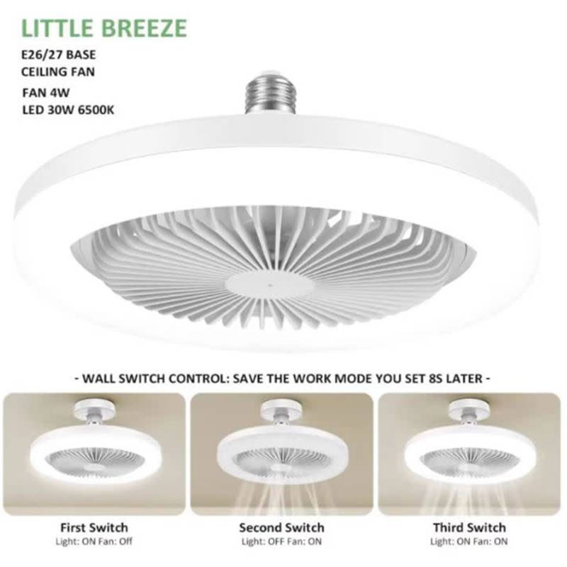 30W 360° Swivel Led Ceiling Light With Built-In Fan With 3 Speed Settings Comes with remote control