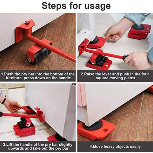 5 PCS Heavy Furniture Shifter Lifter Moving Wheel Slider Mover Moves Furniture Tool