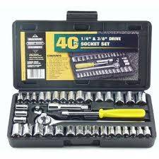 40 Piece 1/4" Drive Multi Lock Metric Socket Wrench Set