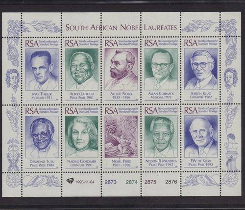 NELSON MANDELA - SA NOBEL LAUREATES FULL SHEET
