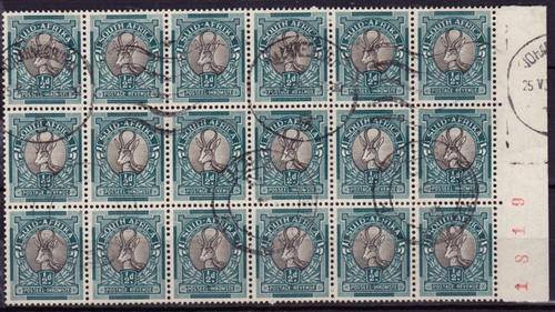 Large block of Union stamps used - red sheet no.s - very fine!!