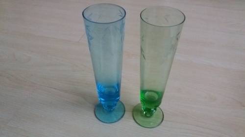 Tall Green/Blue Stem Glasses