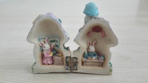 Miniature (Bunny Family) Mushroom House - height 8cm. width 5cm depth 5cm